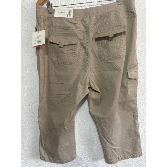 Croft & Barrow Classic Fit Beige Capri Pants Womens Stretch Cargo Cropped - Picture 4 of 8